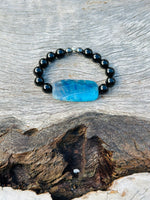 Black Onyx with Agate Feature Stone Beaded Bracelet ❤️