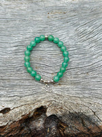 Green Adventurine with Sterling Silver Lotus Bracelet