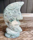Moss Agate Moon Carving No 1