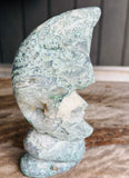 Moss Agate Moon Carving No 1